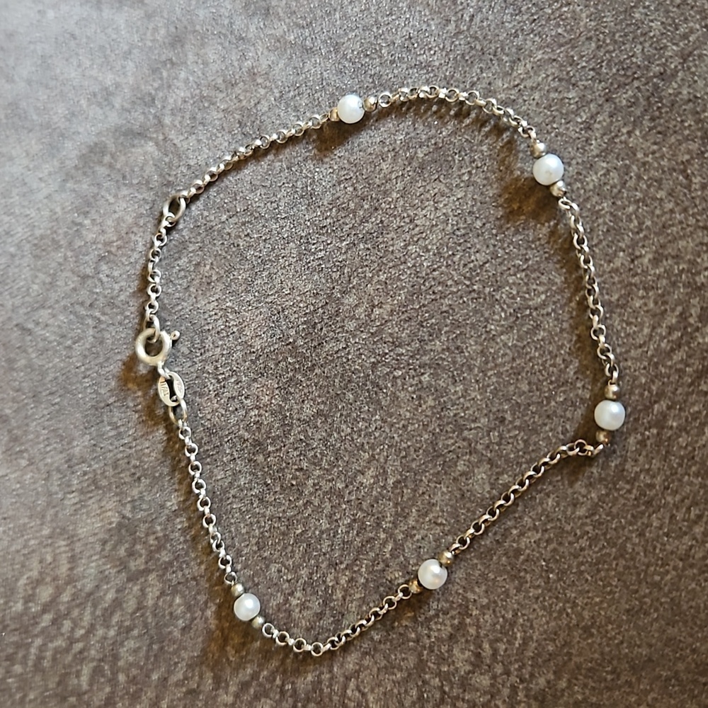 Set Of Three Sterling Baddie Chain Anklets - image 4